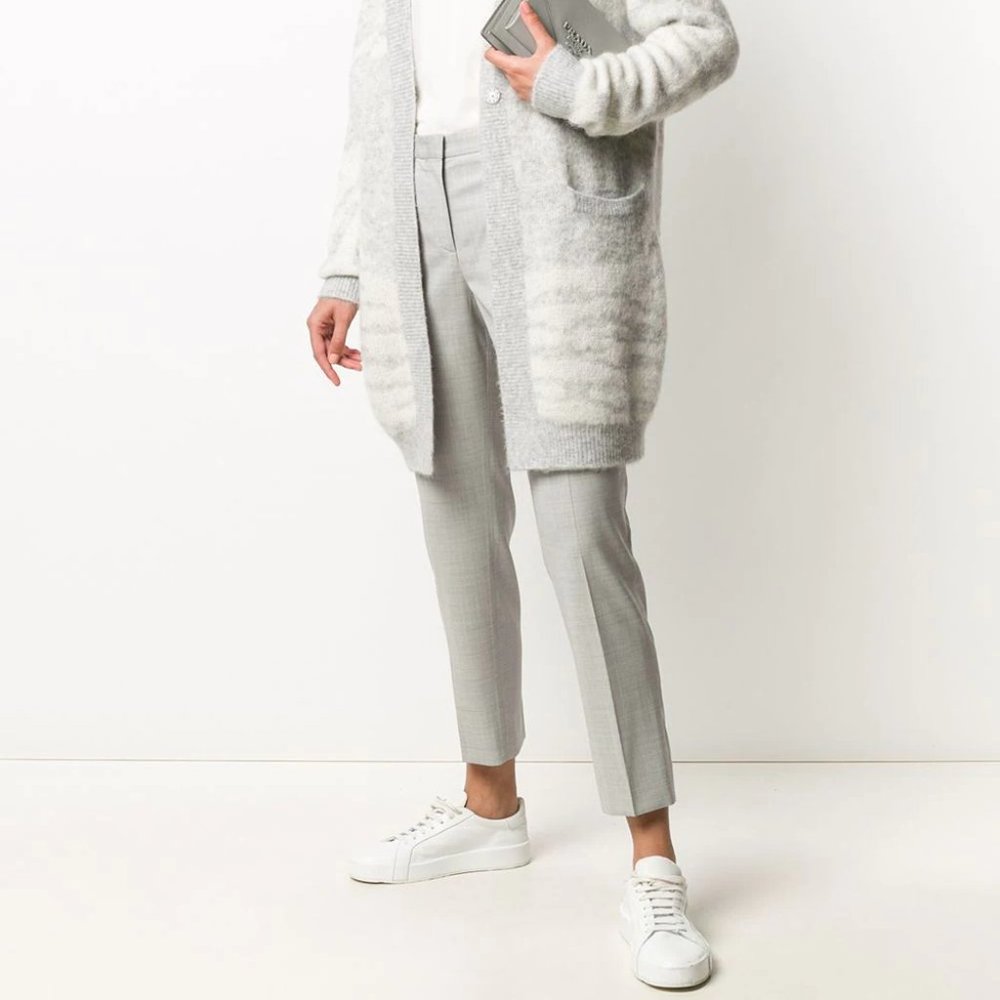 Fabiana Filippi Italy NEW Metallic Beads Trim Waist Wool Trousers Pants Women's